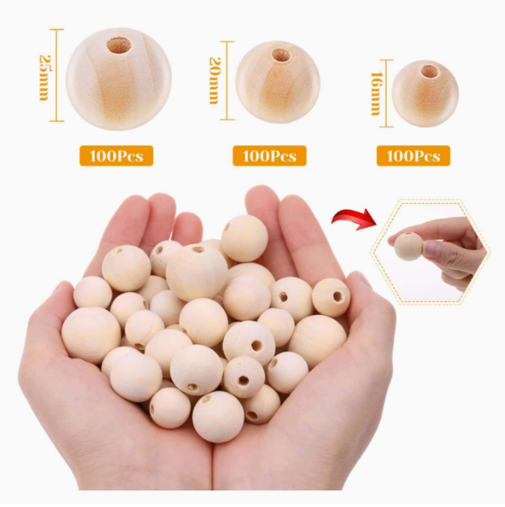 "NWT" 300 Large Jumbo Wooden Beads for Garlands